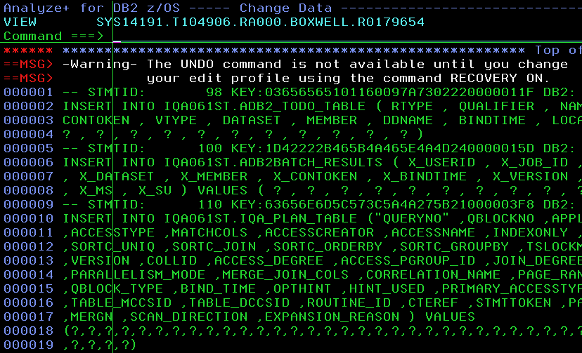 "News from the labs" 2014-08 - A Million ways to kill your DSC - Screenshot3 - SQL Statements in a file for ISPF usage